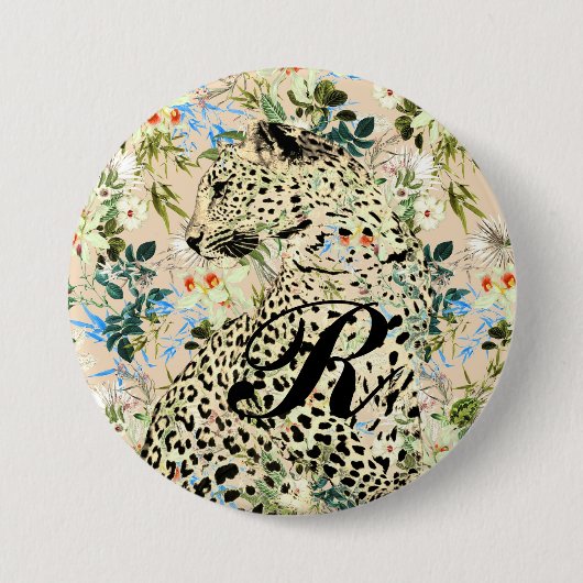 Tropischer Leopardenprint Button (Vorderseite)
