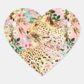 Tropischer Leopardenprint Herz-Aufkleber (Vorderseite)