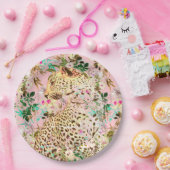 Tropischer Leopardenprint Pappteller (Party)