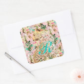 Tropischer Leopardenprint Quadratischer Aufkleber (Umschlag)