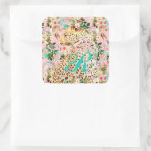 Tropischer Leopardenprint Quadratischer Aufkleber (Tasche)