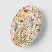 Tropischer Leopardenprint Runde Wanduhr (Winkel)