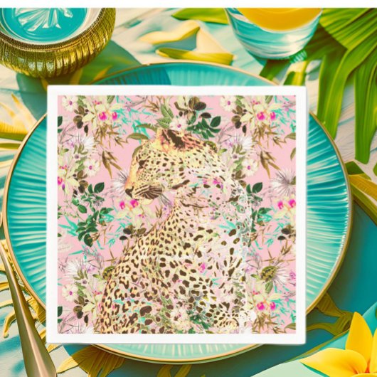 Tropischer Leopardenprint Serviette