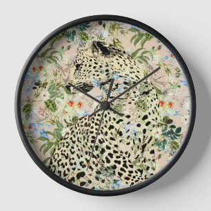 Tropischer Leopardenprint Uhr