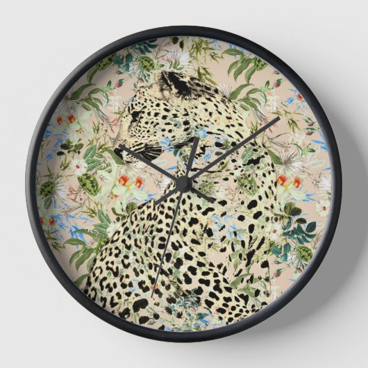 Tropischer Leopardenprint Uhr (Vorderseite)