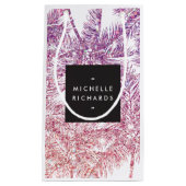 Tropischer Lila/rosa Glitzer Palms Geschenktasche Kleine Geschenktüte (Vorderseite)