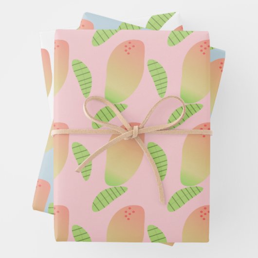 Tropischer Mango Frucht Grüner Orange Geschenkpapier Set (Beispiel)