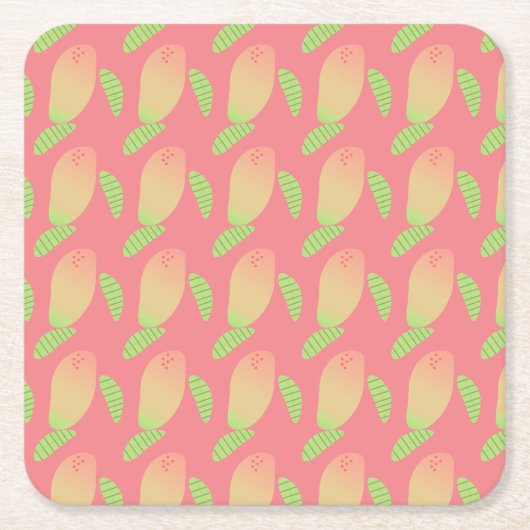 Tropischer Mango Frucht Grüner Orange Rechteckiger Pappuntersetzer (Vorderseite)
