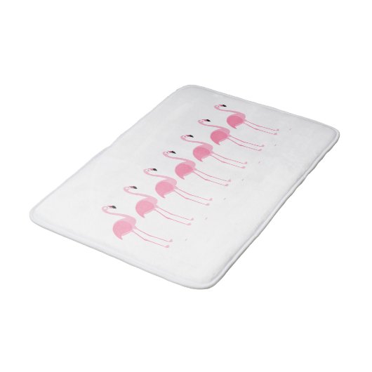 Tropischer Marching Pink Flamingos Badematte (Schrägansicht)