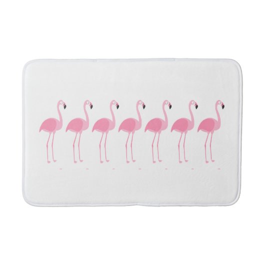 Tropischer Marching Pink Flamingos Badematte (Vorderseite)