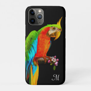 Tropischer mehrfarbiger Ara-Vogel & Monogramm Case-Mate iPhone Hülle