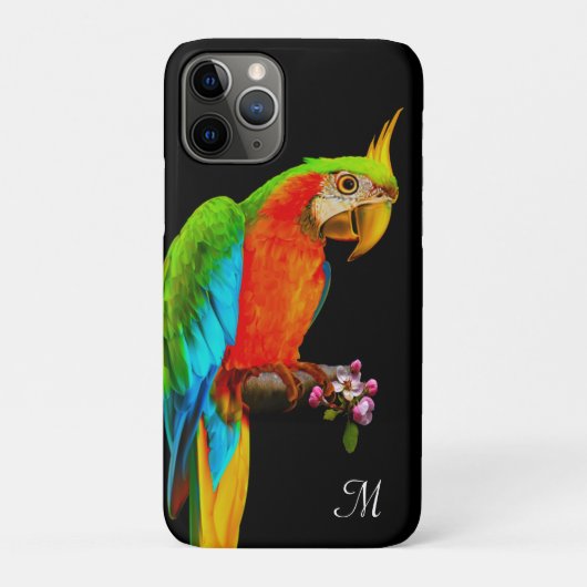 Tropischer mehrfarbiger Bird & Monogram Case-Mate iPhone Hülle (Rückseite)