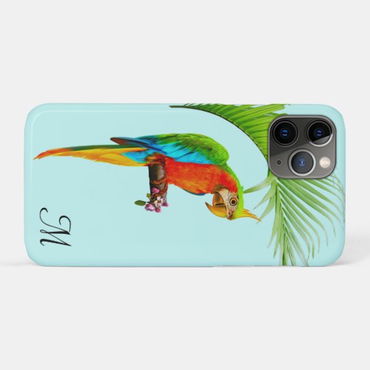 Tropischer mehrfarbiger Bird & Monogram Case-Mate iPhone Hülle (Rückseite (Horizontal))