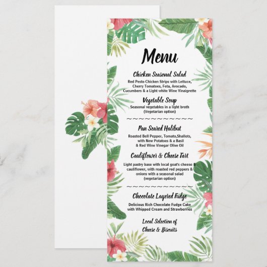 Tropischer Menükarte (Vorne/Hinten)