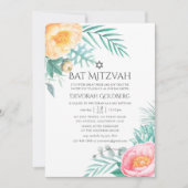 Tropischer Minze Flora Sommer Bat Mitzvah Einladung (Vorderseite)
