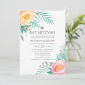 Tropischer Minze Flora Sommer Bat Mitzvah Einladung (Stehend Vorderseite)
