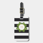 Tropischer mit Monogramm Gepäckumbau des Blätter-| Gepäckanhänger (Vorderseite vertikal)