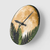 Tropischer Mond Runde Wanduhr (Winkel)