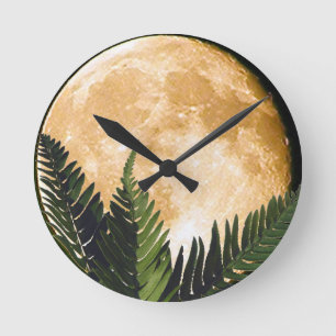 Tropischer Mond Runde Wanduhr
