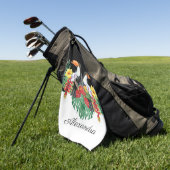 Tropischer Monogramm-Name Schwarz-Weiß-Toucan Golfhandtuch (Gras)