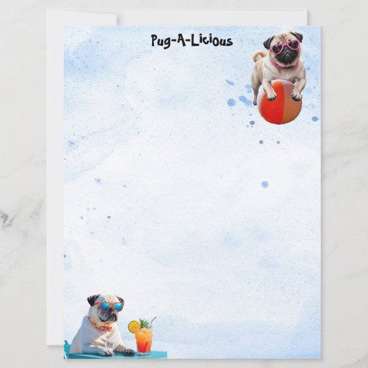 Tropischer Mops-A-licious Niedlich Mops Dog Statio (Vorderseite)
