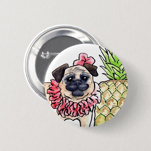 Tropischer Mops-Knopf Button (Vorne & Hinten)