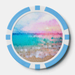 Tropischer Morgen Sonnenaufgang Stain Glass Beach Pokerchips
