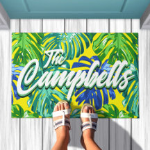 Tropischer Nachname Grüne Gelbe Monstera-Blätter