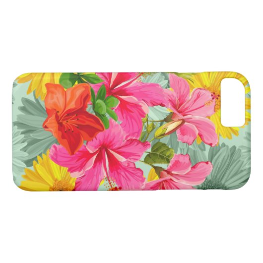 Tropischer nahtloser Hibiskus Case-Mate iPhone Hülle (Rückseite (Horizontal))