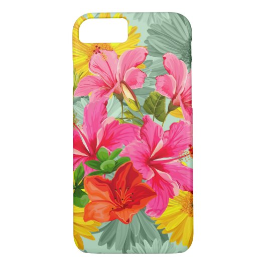 Tropischer nahtloser Hibiskus Case-Mate iPhone Hülle (Rückseite)