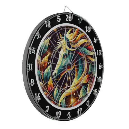Tropischer Neon Stallion Spielzimmer Kunst Dartscheibe (Vorderseite Links)