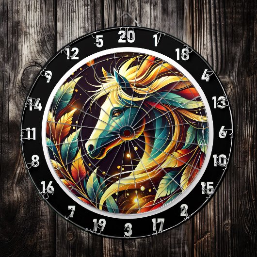 Tropischer Neon Stallion Spielzimmer Kunst Dartscheibe