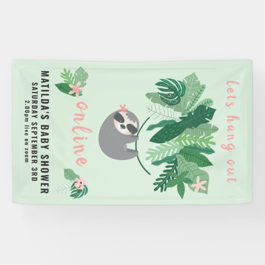 Tropischer niedlicher Schlamm mit Online-Babydusch Banner (Horizontal)