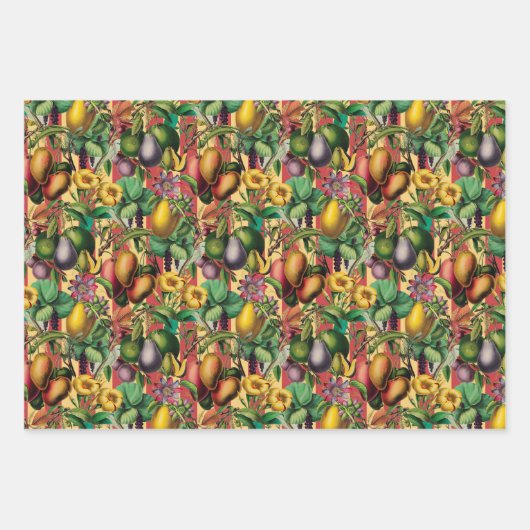 Tropischer Obstgarten Vintag botanisch Geschenkpapier Set (Vorderseite)