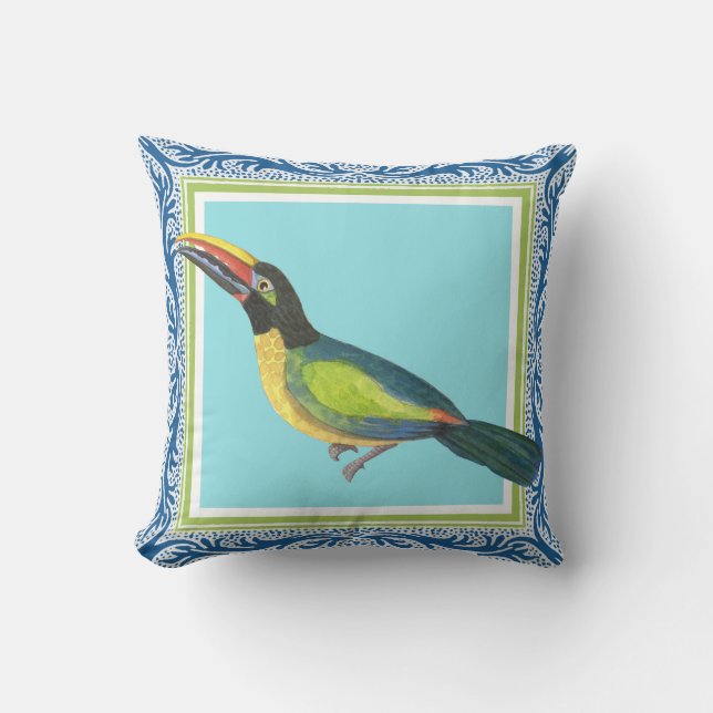 Tropischer Ocean Beach Toucan Bird Batik Muster Ku Kissen (Vorderseite)