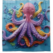 Tropischer OCTOPUS Strand am Meer Duschvorhang (Vorderseite)