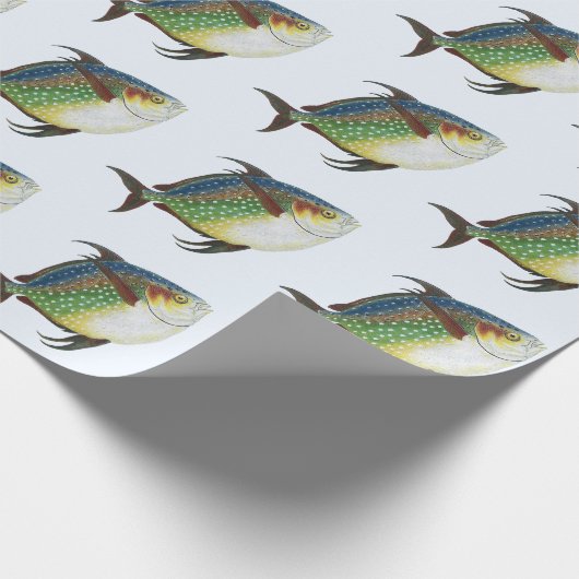 Tropischer Ohnenfisch, Vintages Meerwassertier Geschenkpapier (Ecke)