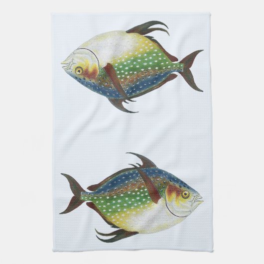 Tropischer Ohnenfisch, Vintages Meerwassertier Geschirrtuch (Vertikal)