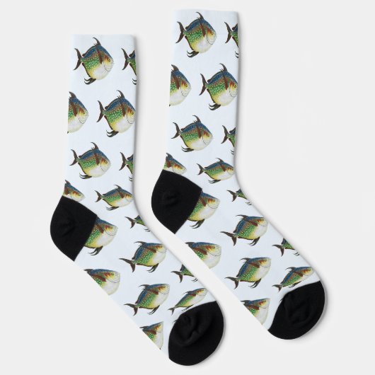 Tropischer Ohnenfisch, Vintages Meerwassertier Socken (Rechts)