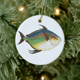 Tropischer Opah-Fisch, Vintage-Meeres-Aquarien-Tie Keramikornament