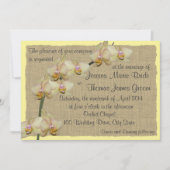 Tropischer Orchid und Burlap Rustic Beach Hochzeit Einladung (Vorderseite)
