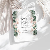 Tropischer Orchid und Monstera Save the Date Einladung