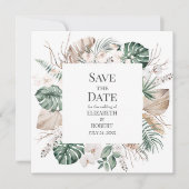 Tropischer Orchid und Monstera Save the Date Karte (Vorderseite)