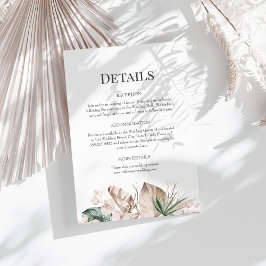Tropischer Orchid und Monstera Wedding Details Car Einladung