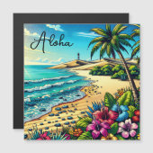 Tropischer Ozean Aloha Urlaub Magnetkarte (Vorne/Hinten)