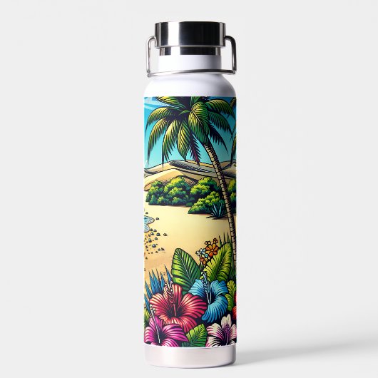 Tropischer Ozean Aloha Urlaub Trinkflasche (Rückseite)