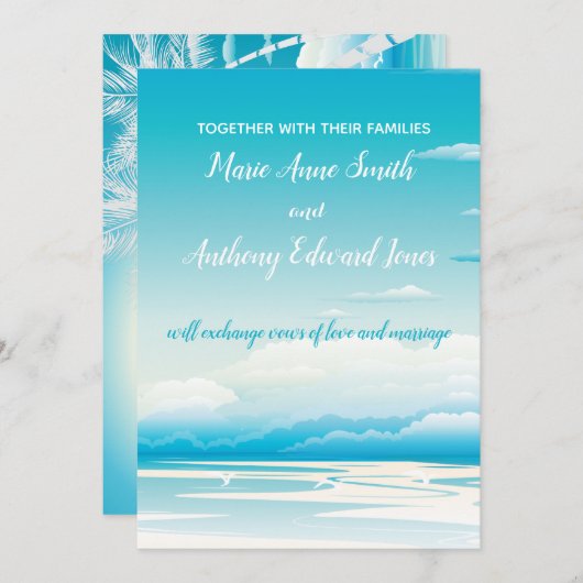 TROPISCHER OZEAN DREAMS Einladung Hochzeit (Vorne/Hinten)
