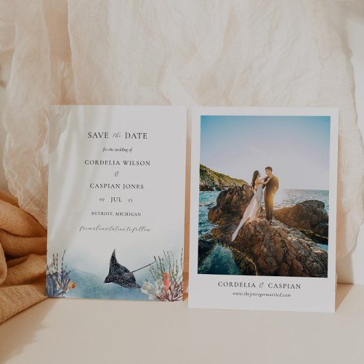 Tropischer Ozean Save the Date Wasserfarbe Einladung