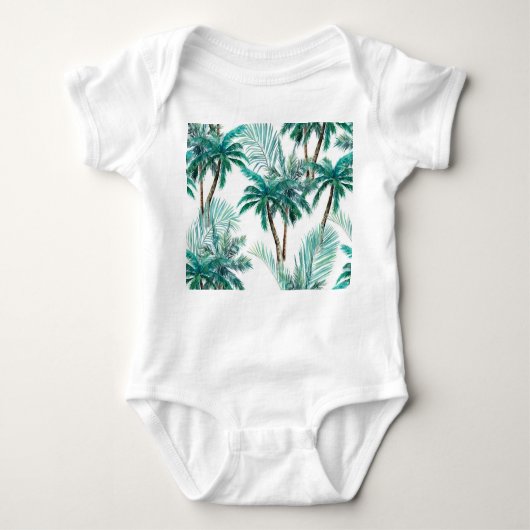 Tropischer Palm: Dschungel-Muster in Wasserfarbe. Baby Strampler (Vorderseite)