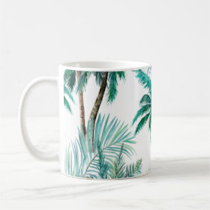 Tropischer Palm: Dschungel-Muster in Wasserfarbe. Kaffeetasse